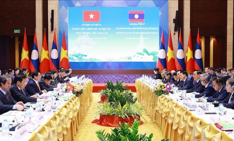 Kỳ họp lần thứ 47 Ủy ban liên Chính phủ về hợp tác song phương Việt Nam - Lào. Ảnh: TTXVN