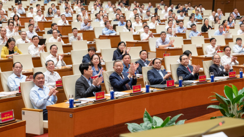 Hội nghị toàn quốc quán triệt, triển khai thực hiện Nghị quyết Hội nghị lần thứ 11 Ban Chấp hành Trung ương Đảng khóa XIII. Tổng Bí thư Tô Lâm dự và phát biểu chỉ đạo Hội nghị tại điểm cầu Trung ương. Ảnh: Cổng TTĐT Quốc hội Việt Nam.