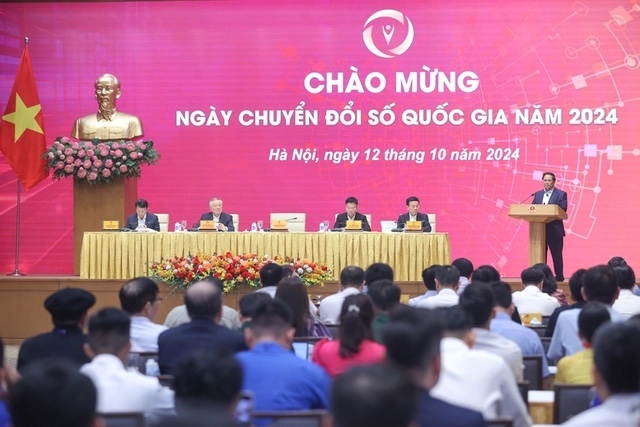 Thủ tướng Phạm Minh Chính, phát biểu chỉ đạo Ngày chuyển đổi số quốc gia. Ảnh: Trang TTĐT, Bộ Khoa học và Công nghệ.