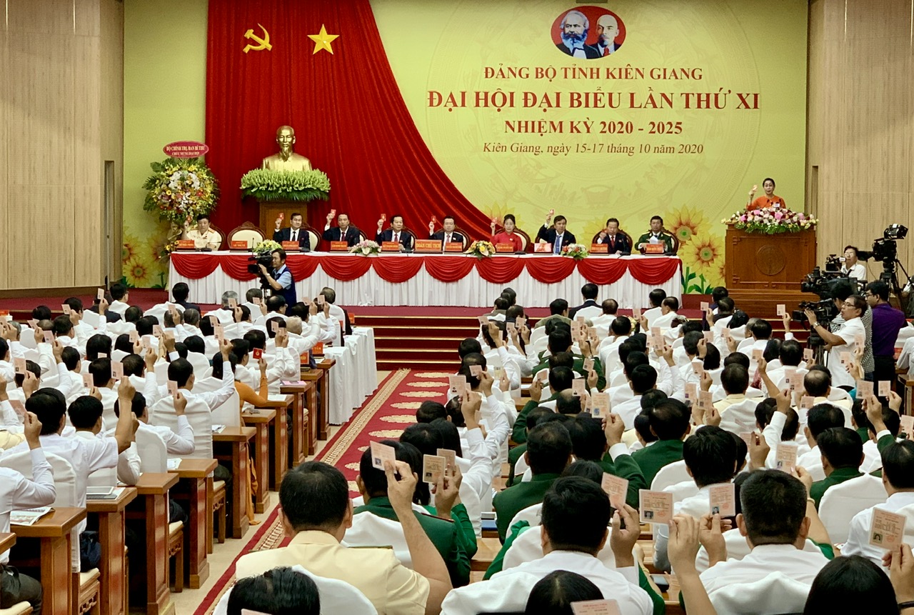 Đại hội đại biểu Đảng bộ tỉnh Kiên Giang lần thứ XI, nhiệm kỳ 2020-2025. Ảnh: Mai Tưởng